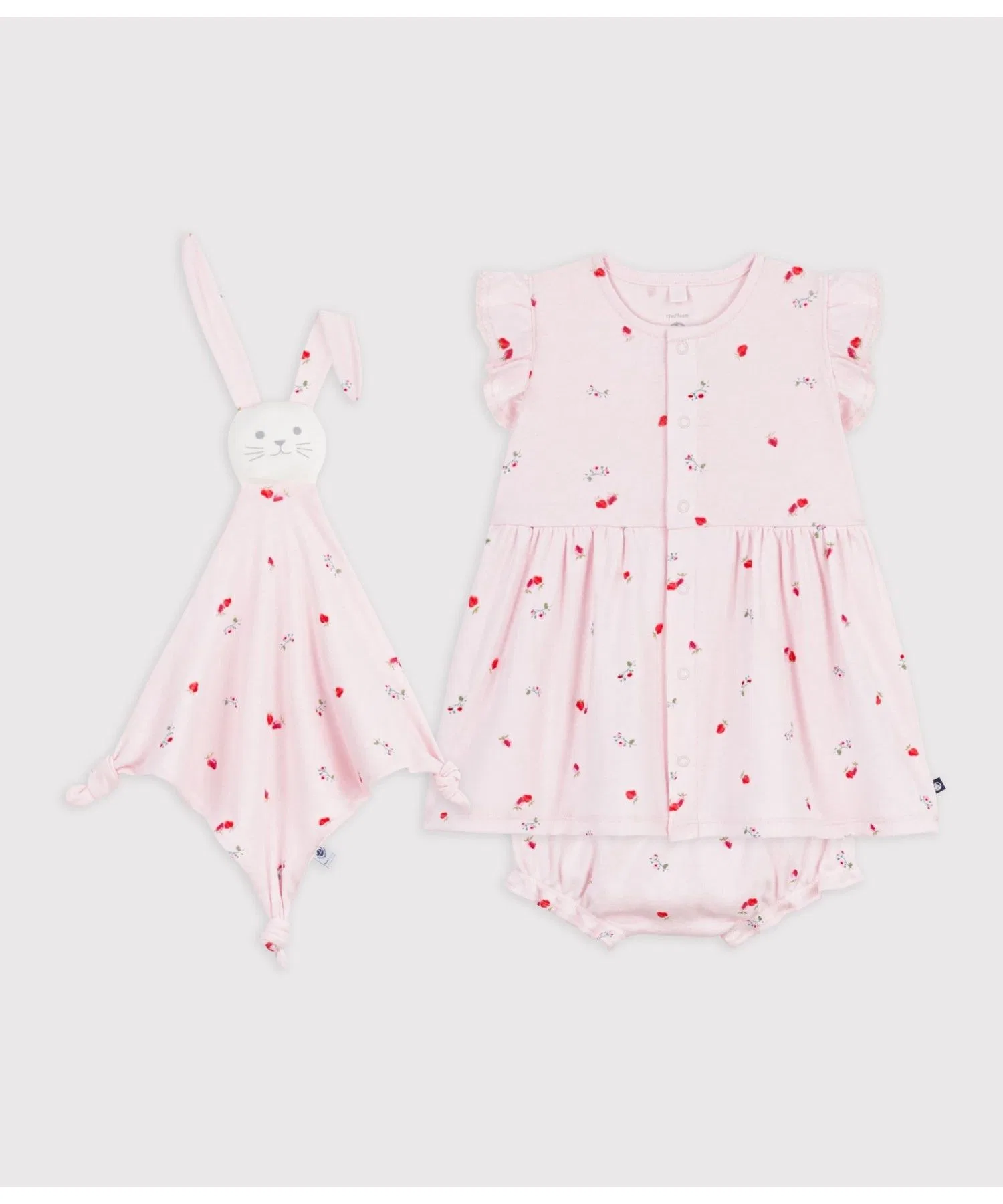 Детское платье с цветочным принтом и трусы-шорты Petit Bateau розовый — фото 2