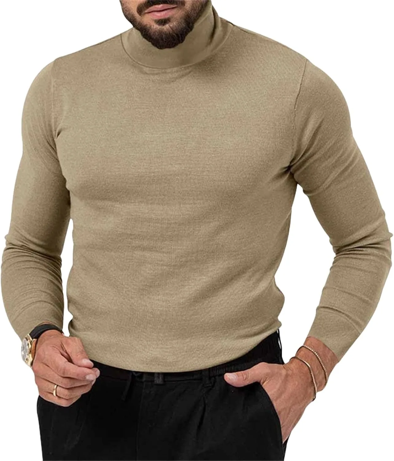 

Мужской тонкий свитер с воротником-стойкой