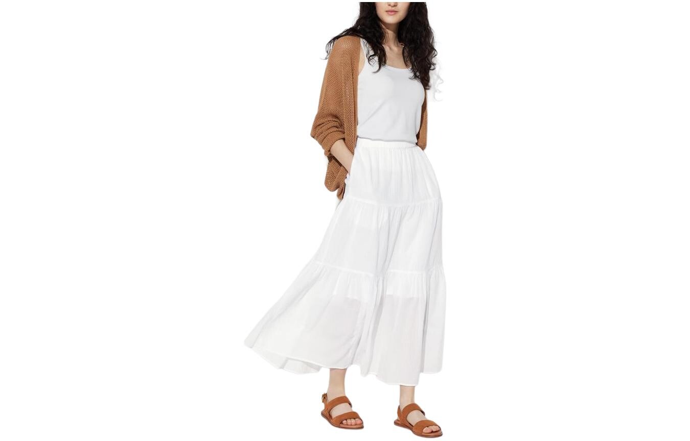 

Повседневная длинная юбка женская белая Uniqlo