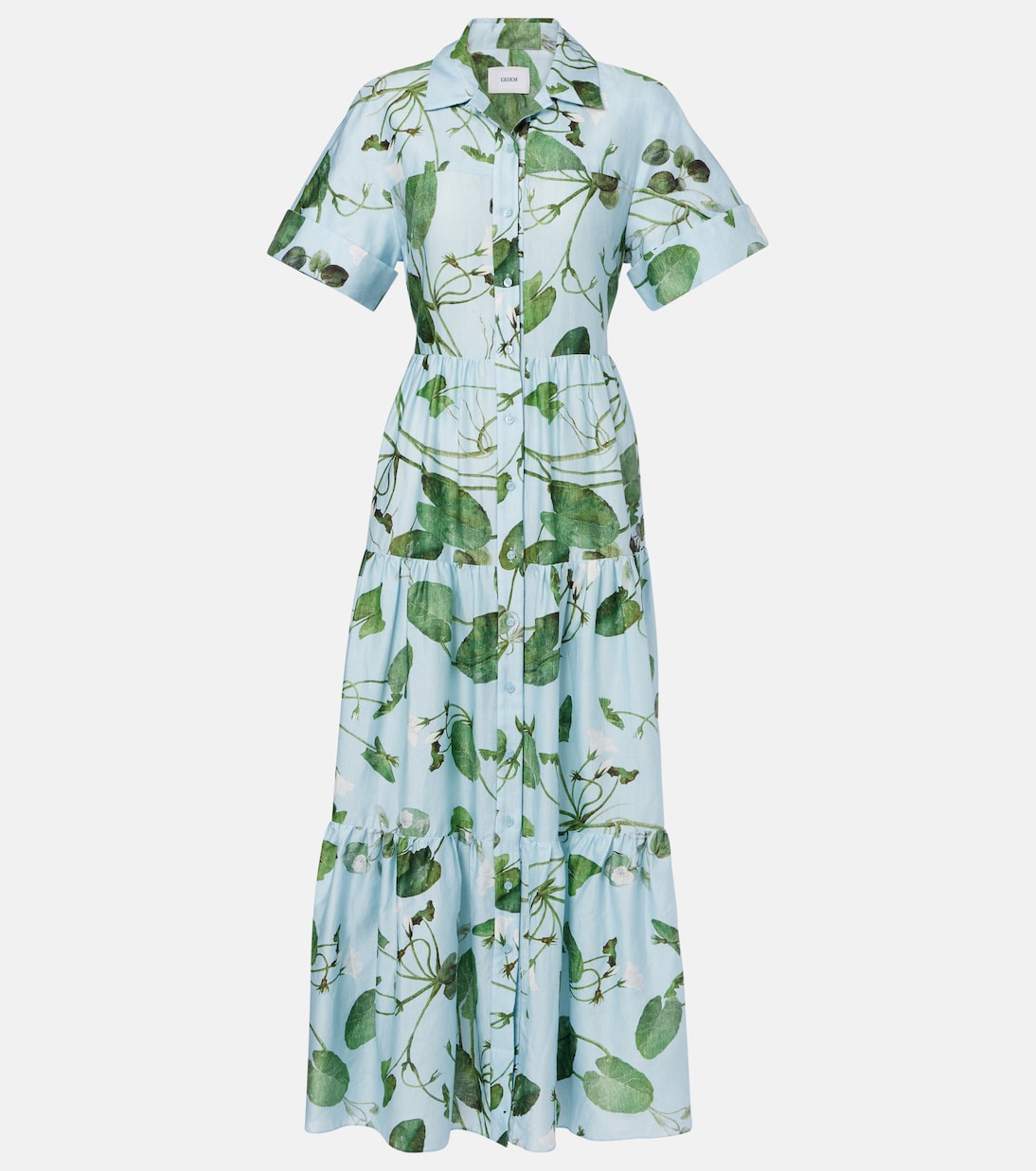 

Многоярусное цветочное хлопковое платье миди Erdem, Lilypad Vine Pool Blue