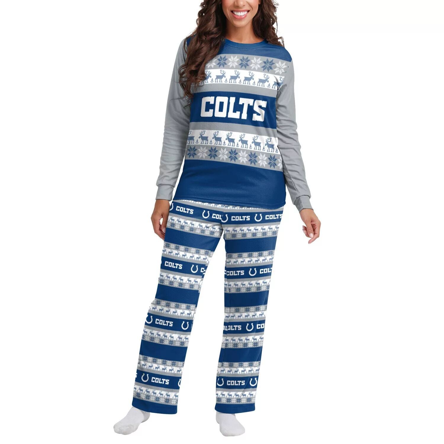 

Женский пижамный комплект FOCO Royal Indianapolis Colts Team Ugly пижамы