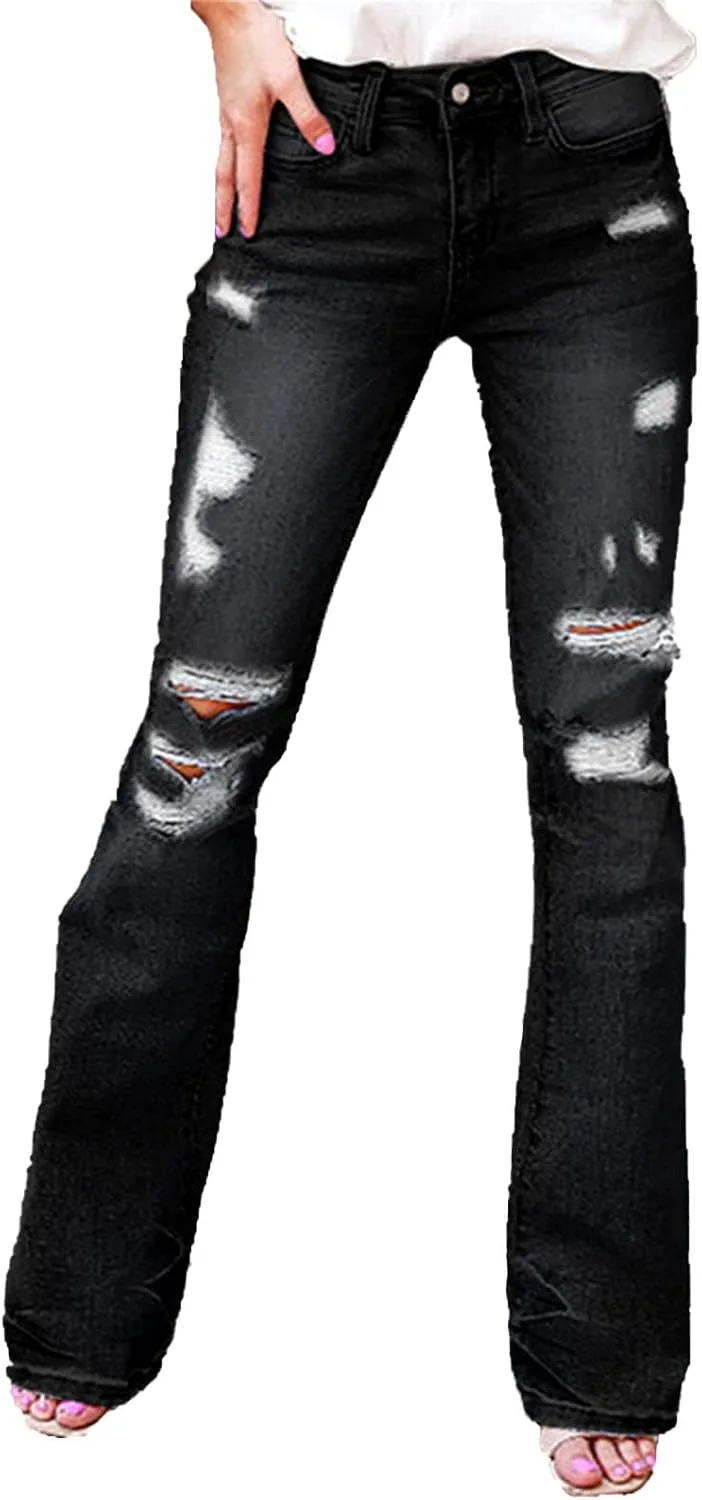 

DGHM-JLMY женские облегающие потертые джинсы Mid Rise с дырками