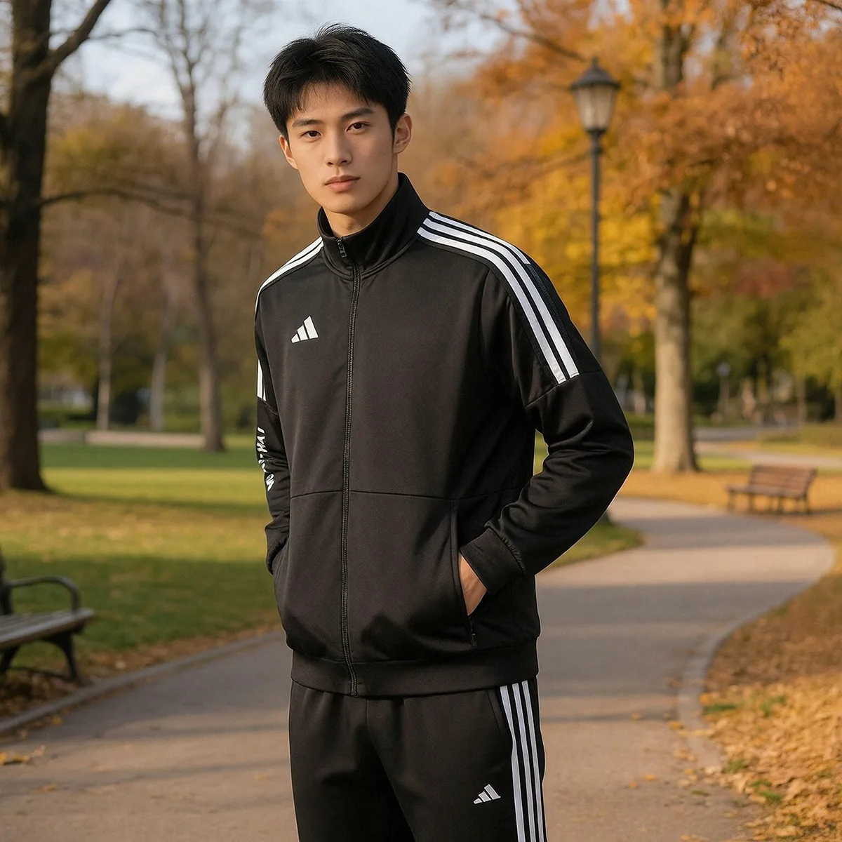 Adidas Куртка Unisex TR02NHJMT1 черно-белая со стоячим воротником — фото 4