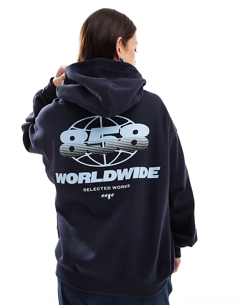 

Футболка Cotton On укороченного кроя с графическим принтом чернильно-синего цвета