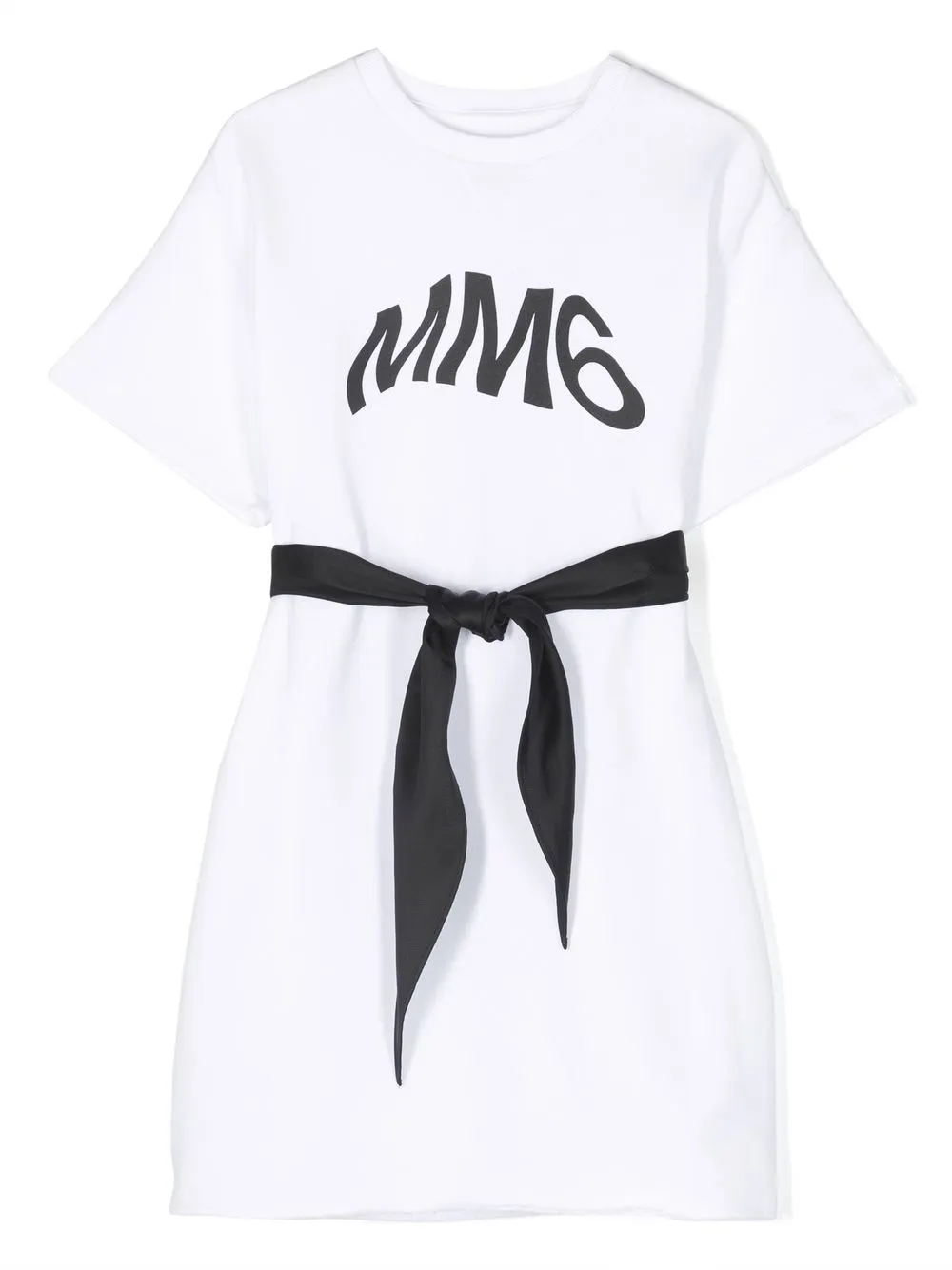 

Футболка с поясом и логотипом MM6 Maison Margiela Kids, белый