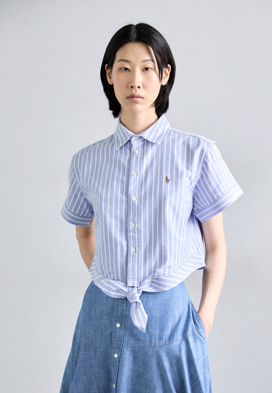 

Блуза Polo Ralph Lauren COTTON OXFORD TIE FRONT CROPPED SHIRT, Harbor Island Blue/White/Blue