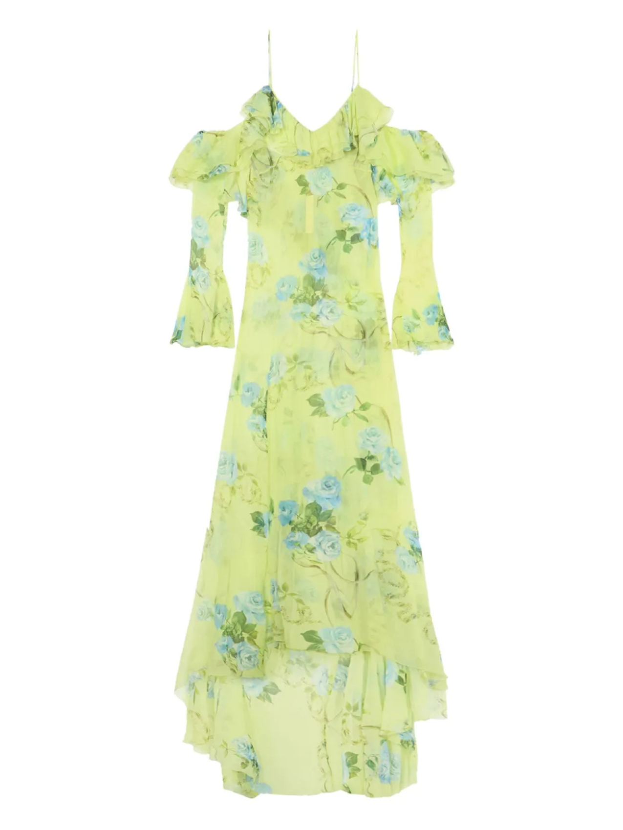 

Blumarine платье макси с цветочным принтом и оборками, зеленый