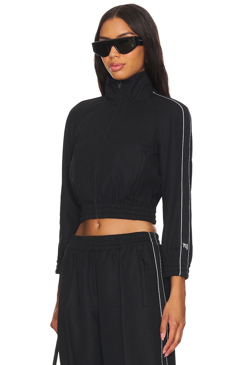 

Укороченная спортивная куртка с логотипом на тесьме Alexander Wang, черный