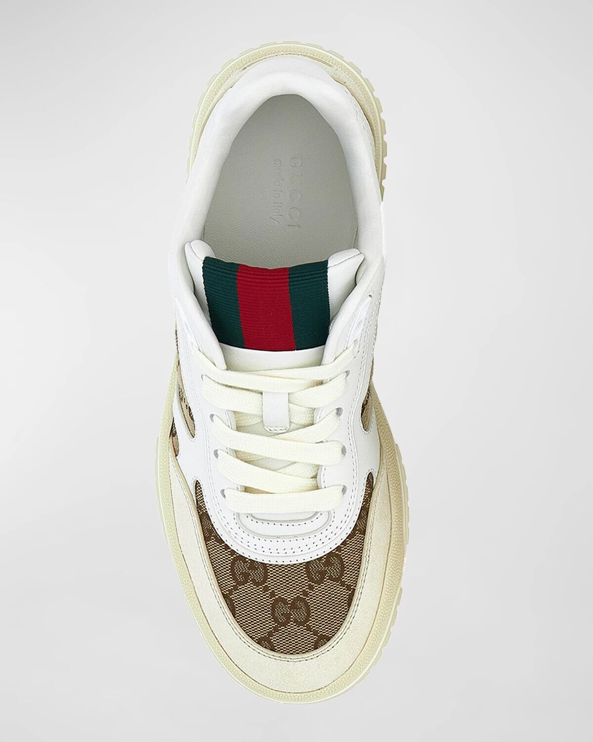 Кожаные низкие кеды ReWeb GG Gucci, цвет Ivory Beige — фото 4