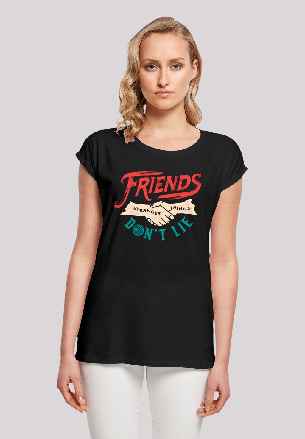 

Футболка с принтом STRANGER THINGS FRIENDS DONT LIE HANDS NETFLIX TV SERIES F4NT4STIC, черный