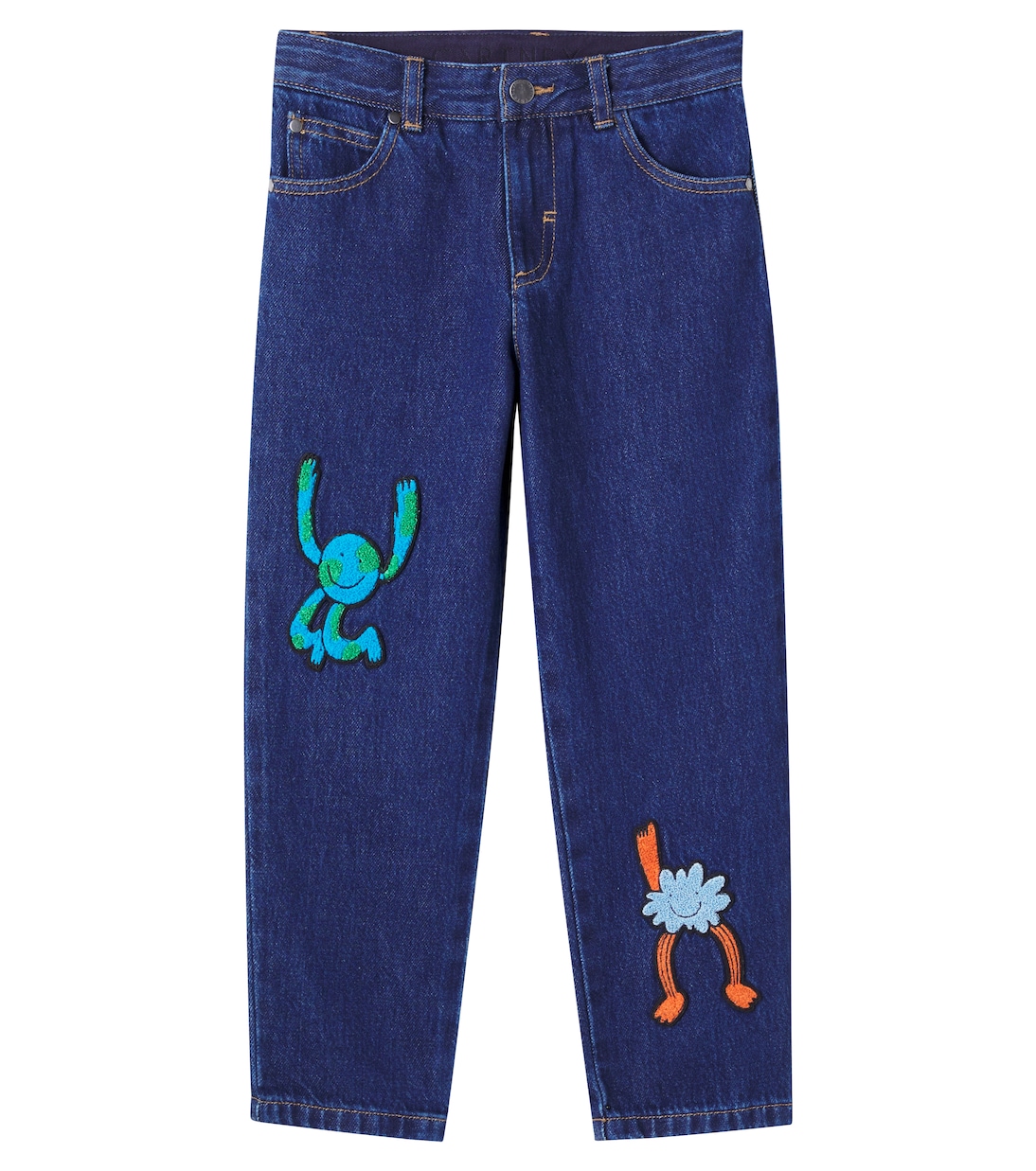 

Вышитые прямые джинсы Stella McCartney Kids, темно-синий