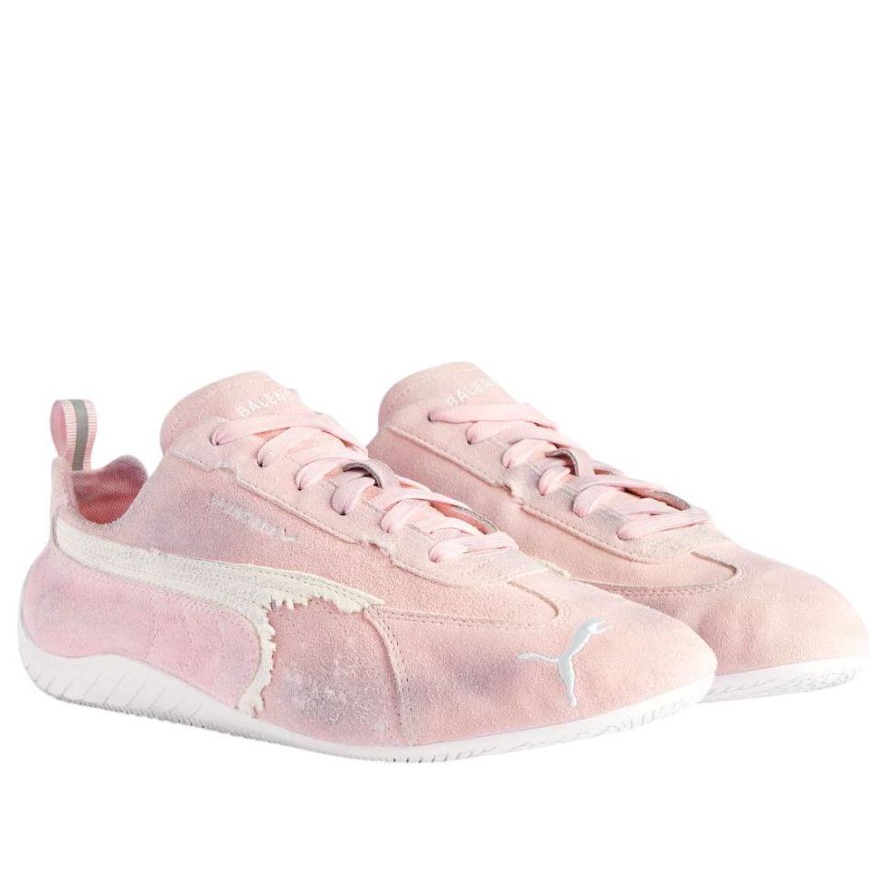 Кроссовки Balenciaga x Puma Speedcat Suede 'Distressed Pink White' — фото 2