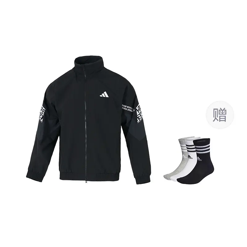 

Текст: Куртка мужская, с воротником-стойкой, средней жесткости, другие Adidas, черный (includes 3 pairs of adidas socks)