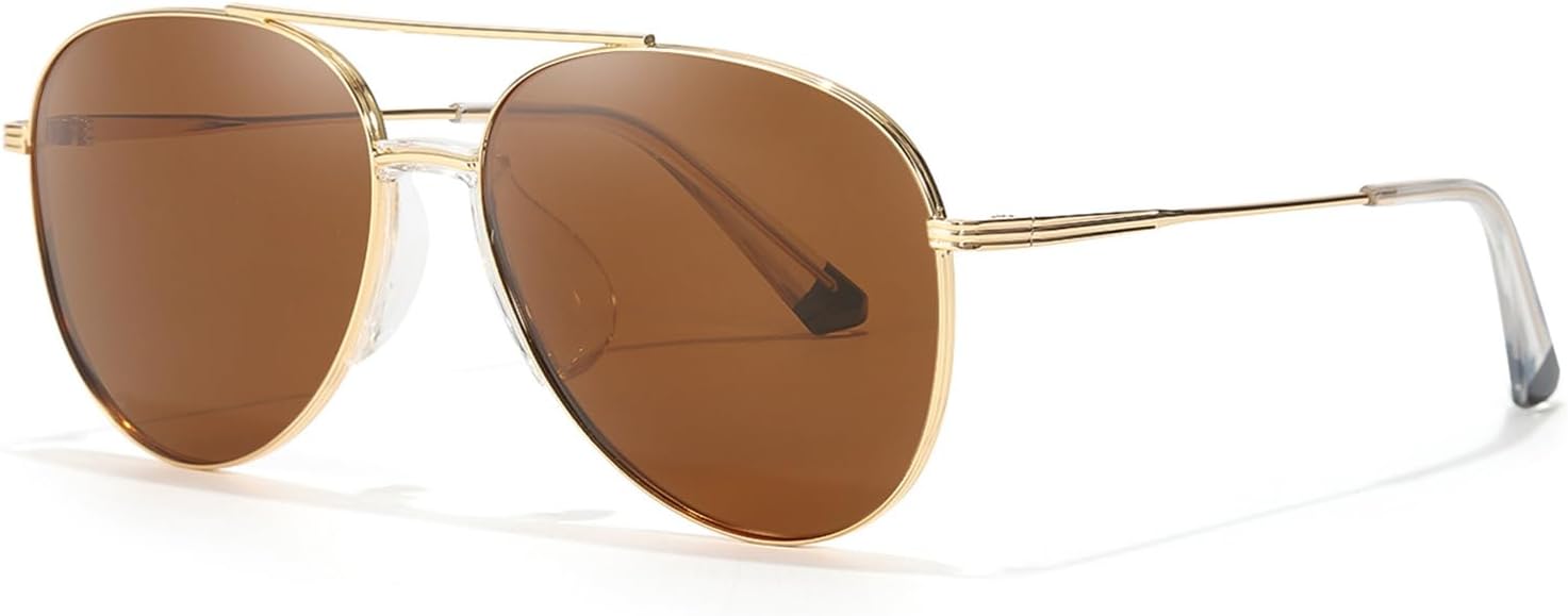 

Солнцезащитные очки-авиаторы TJUTR с защитой от спутывания линз, для женщин и мужчин, поляризованные, с защитой от УФ-излучения UV400, модные, с металлической оправой, предотвращающей зацепление, A2 Gold/Brown