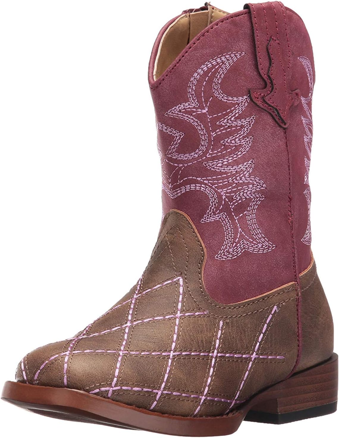 

Детские сапоги ROPER для девочек с перекрестным срезом, округлый носок, вестерн-стиль, средняя голень - коричневые, красные