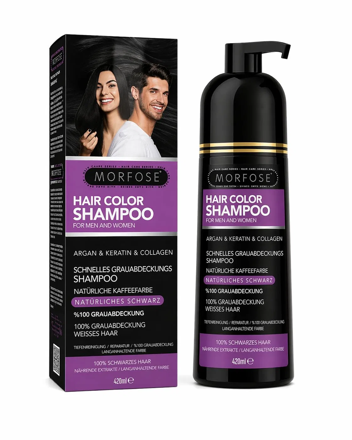 Шампунь-краска для волос Morfose Speedy Hair Dye Morfose, Black