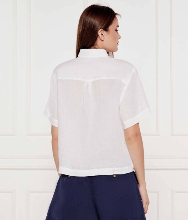 Льняная рубашка Sayna Cropped fit Polo Ralph Lauren, белый — фото 3