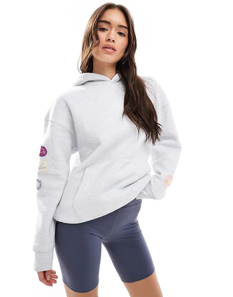 

Толстовка с капюшоном Cotton On с графической нашивкой серого цвета Cotton:On