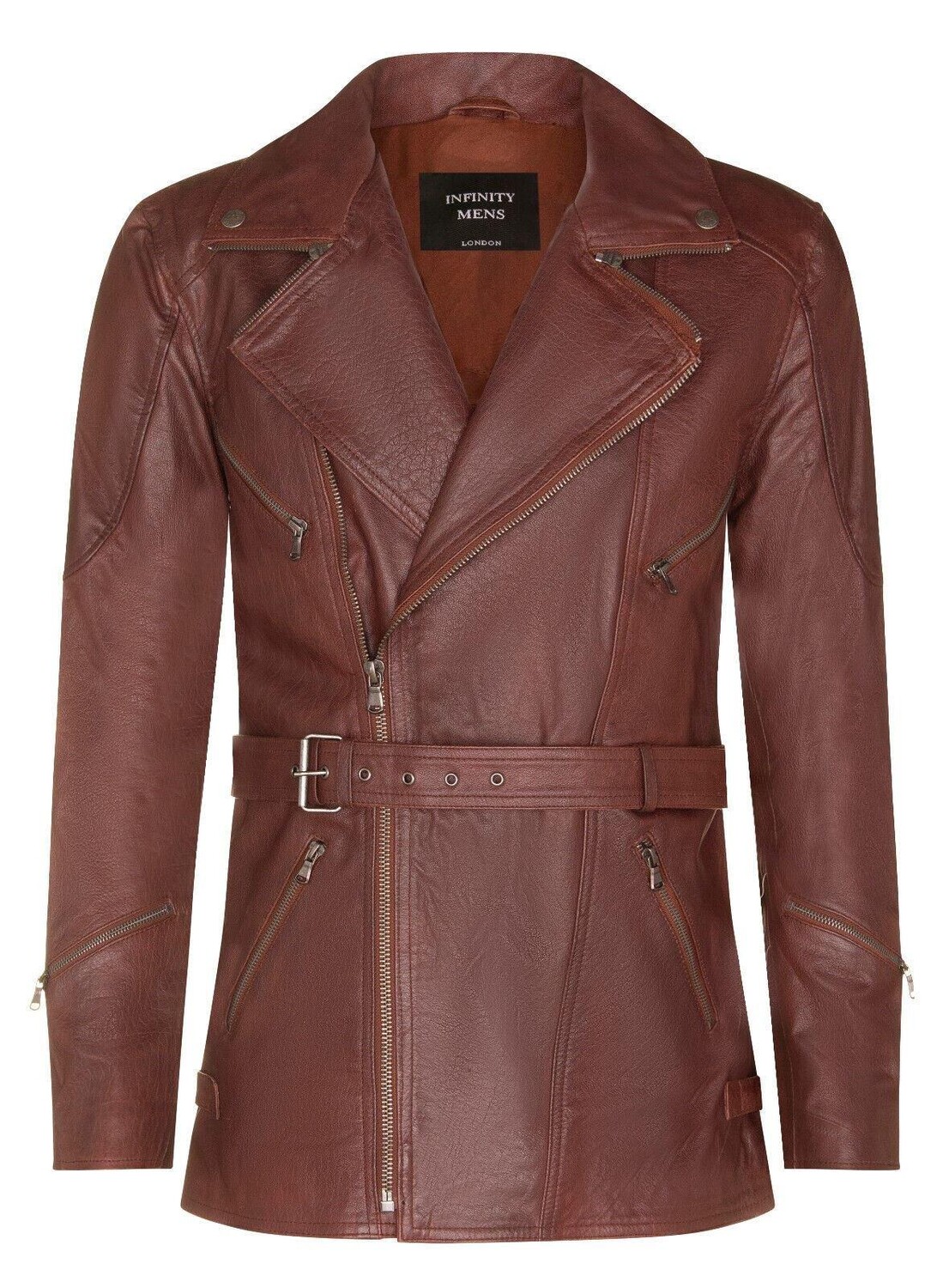 

Байкерская куртка CE Armor с перекрестной молнией - Будапешт Infinity Leather, коричневый