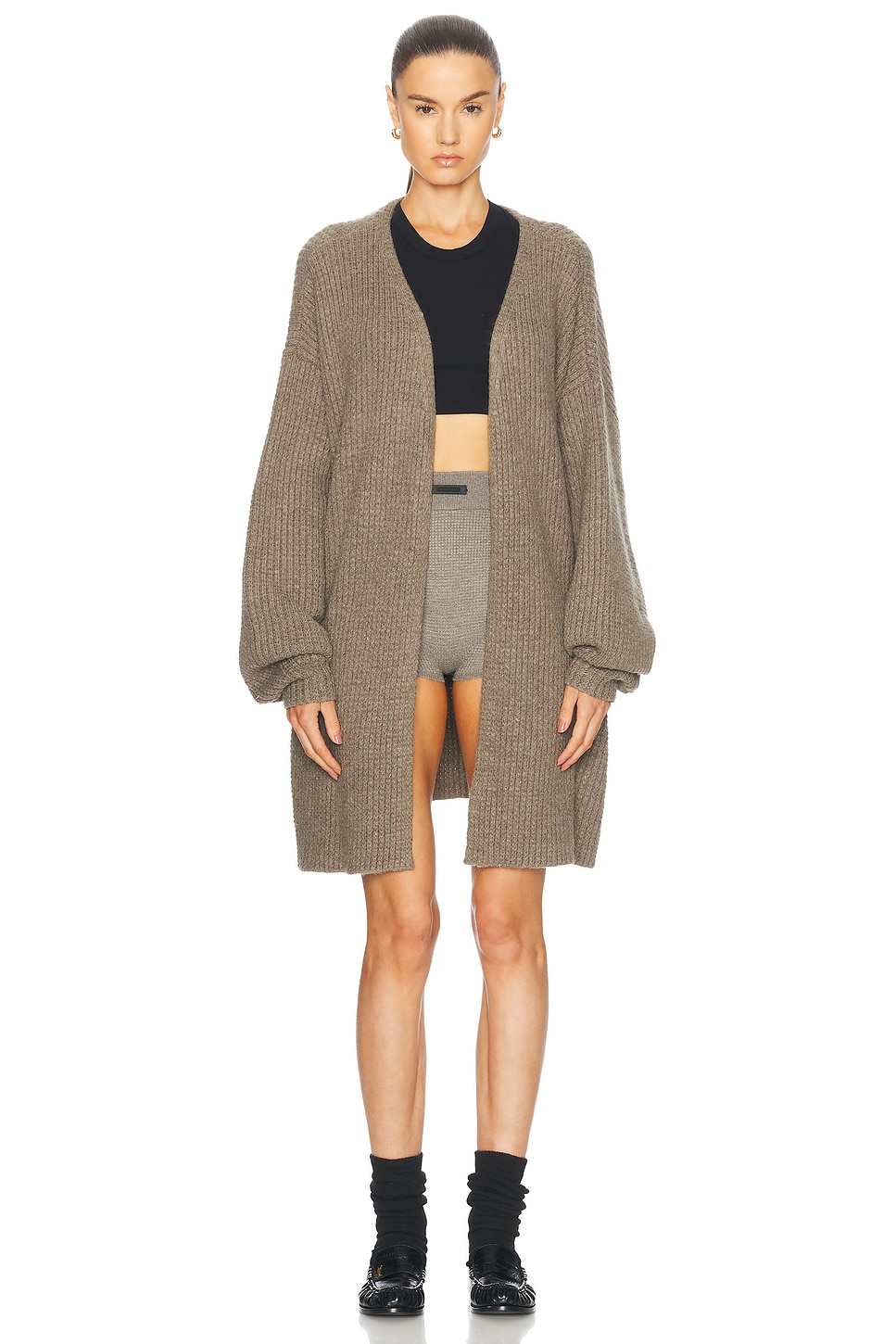 

Длинный кардиган Fear of God ESSENTIALS, цвет Heather Gray