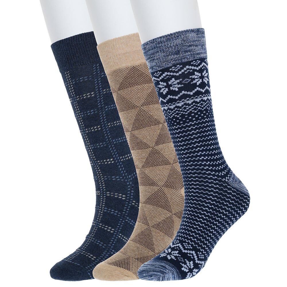 

Мужские носки Sonoma Goods For Life, 3 пары классических носков с рисунком, цвет Navy Fairisle