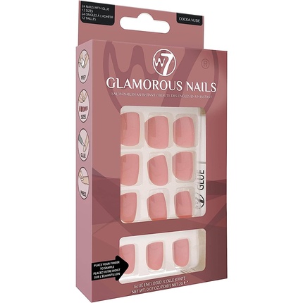 

Гламурный маникюрный салон Профессиональные накладные ногти дома Какао-нюд квадратно-овальной формы с клеем W7