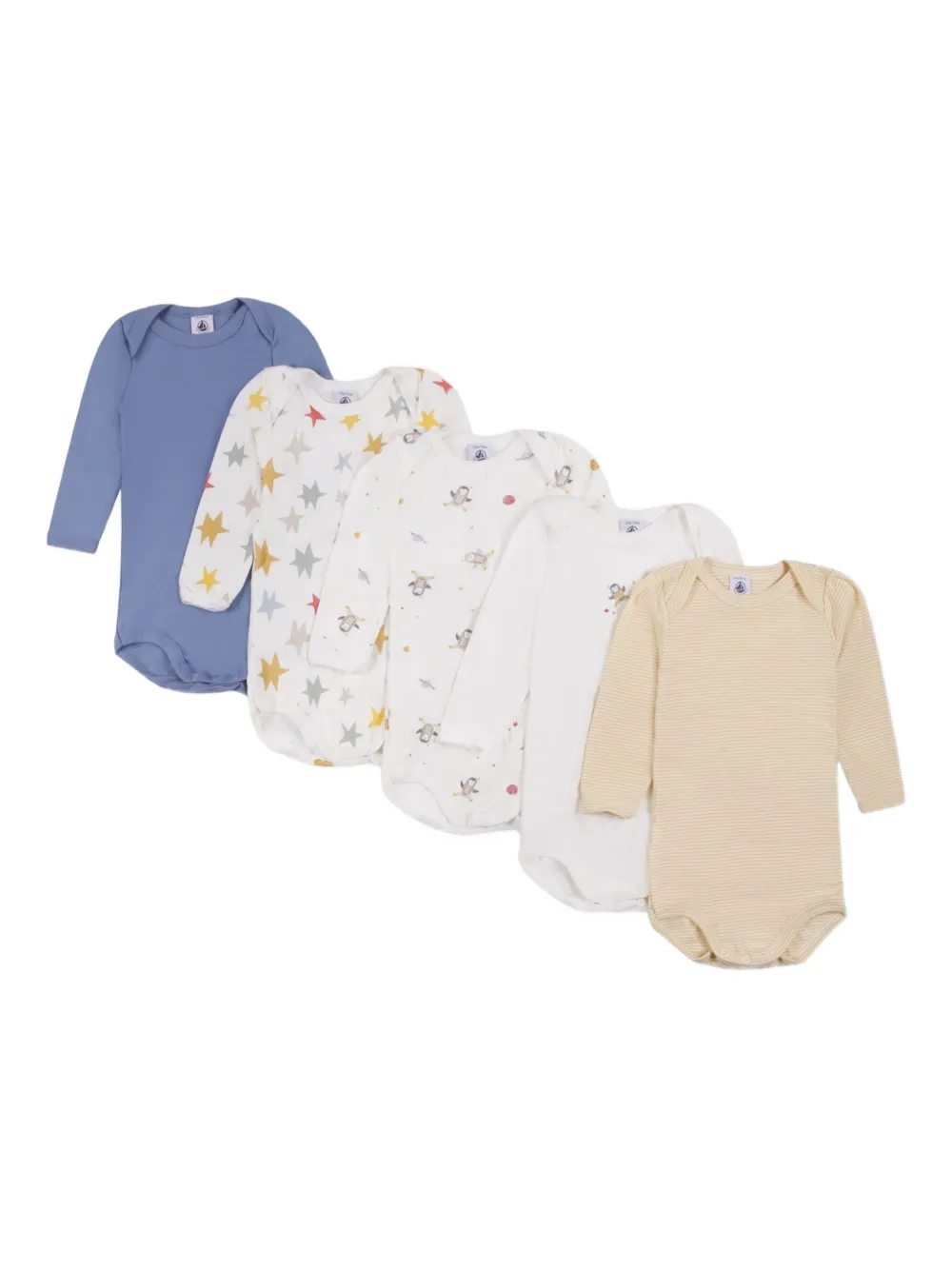 

Боди с длинным рукавом (упаковка из пяти штук) Petit Bateau, белый