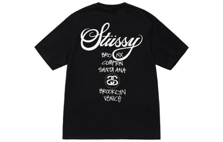 Футболка Stussy World Tour Белая, Фиолетовый — фото 2