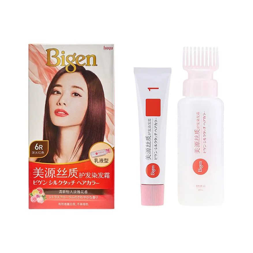 HOYU Крем-краска для волос Meiyuan Silk, маскирующая седину, 40 г + 60 мл, Silk Hair Dyeing Cream (6R) Deep Fire Red