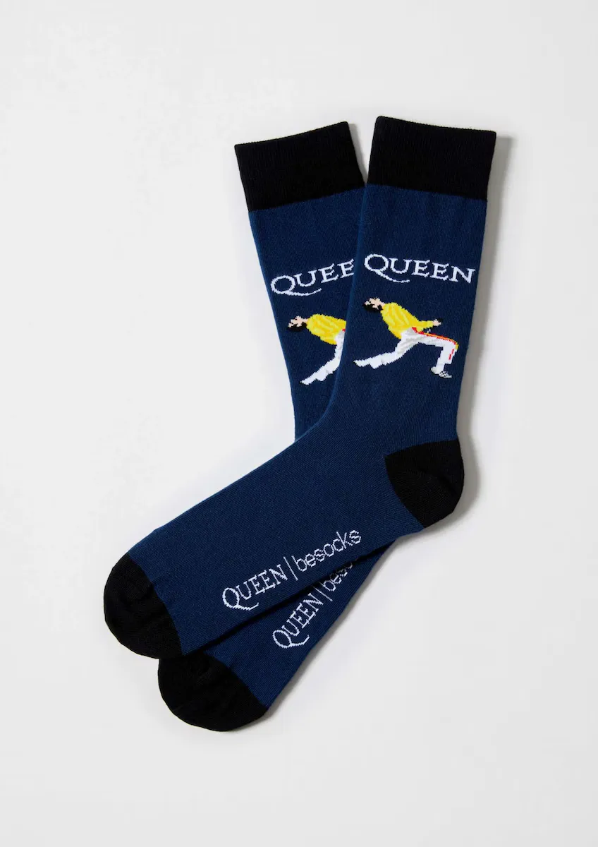 

Высокие носки унисекс Queen из органического хлопка синего цвета Besocks, синий