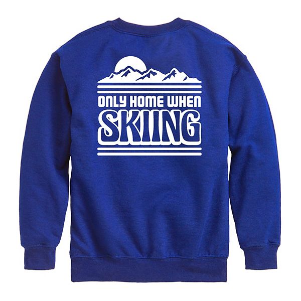 

Толстовка Boys 8-20 only home when skiing crew fleece Licensed Character, Royal Blue