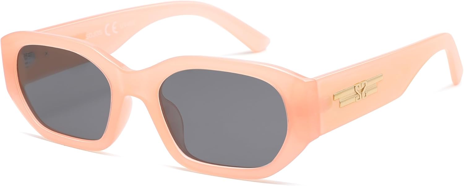 

Поляризованные солнцезащитные очки SOJOS для женщин и мужчин, ретро-прямоугольные солнцезащитные очки в модной шестиугольной оправе, в стиле 80-х и 90-х годов, модель SJ2324, Pink