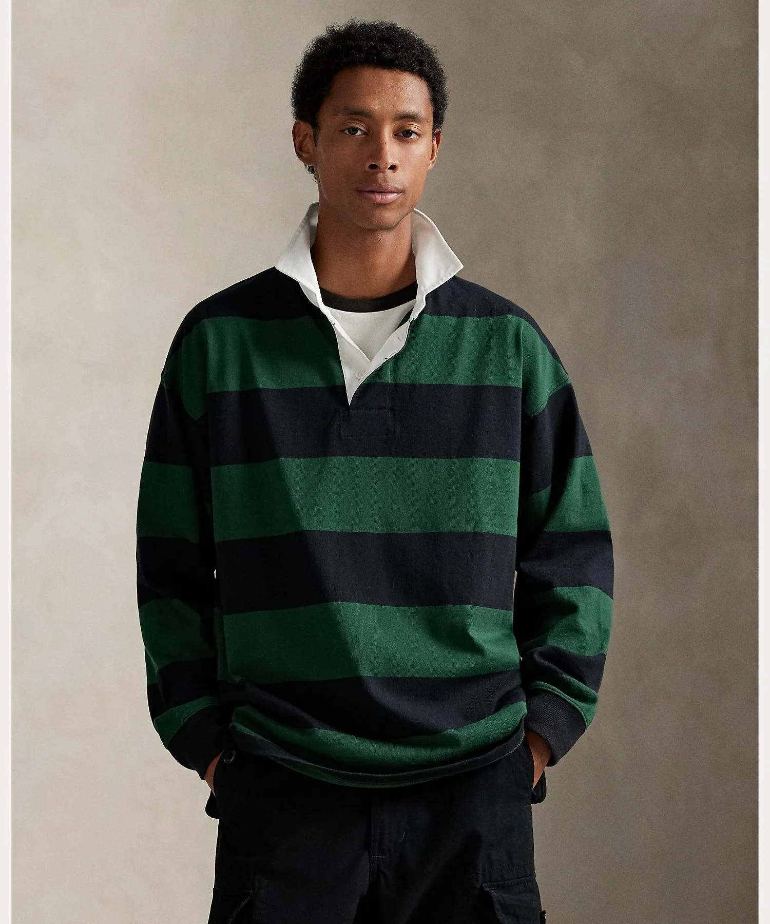 Полосатая регбийная рубашка большого размера Polo Ralph Lauren, 300 Green
