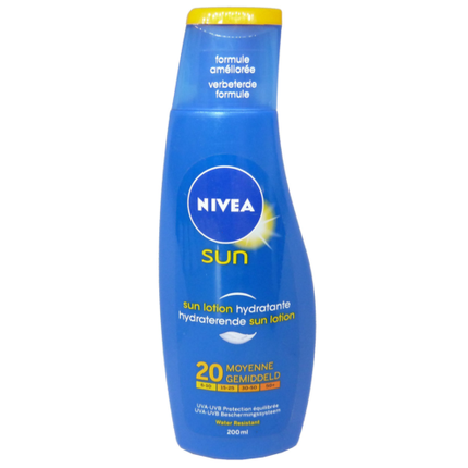 

Nivea Sun Увлажняющий солнцезащитный лосьон SPF 20 с защитой от солнца UVA UVB 200 мл