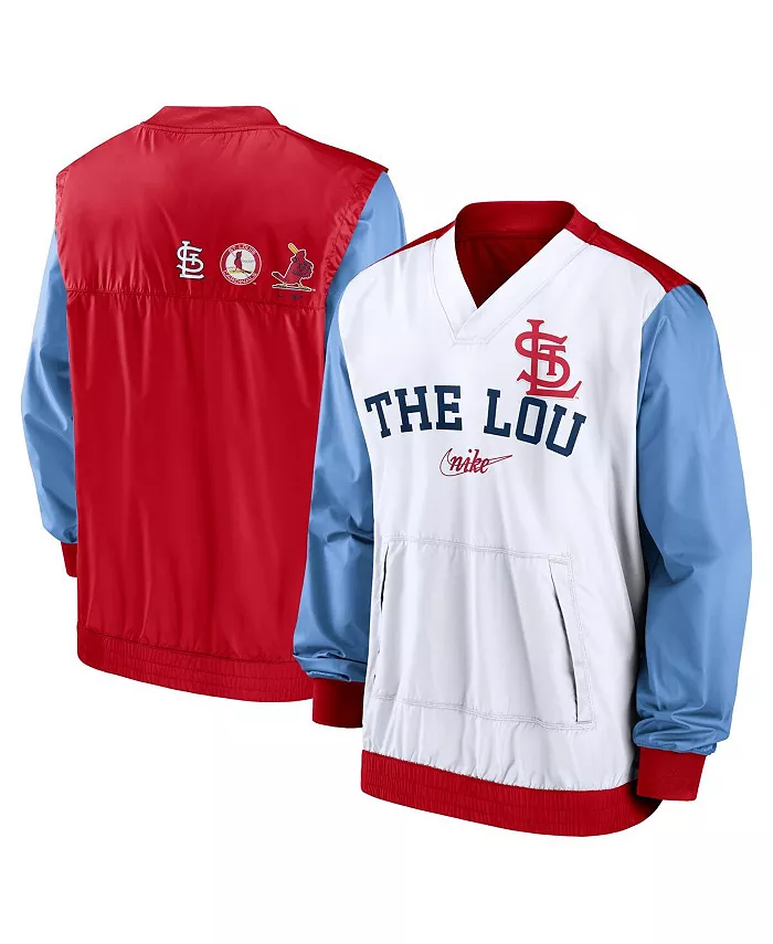 

Мужская бело-красная бейсбольная куртка St. Louis Cardinals Rewind с V-образным вырезом Nike