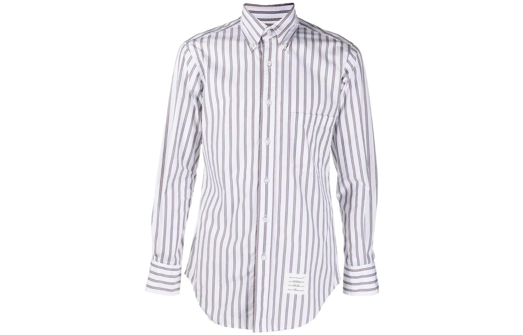 

Полосатая рубашка с логотипом THOM BROWNE, белый