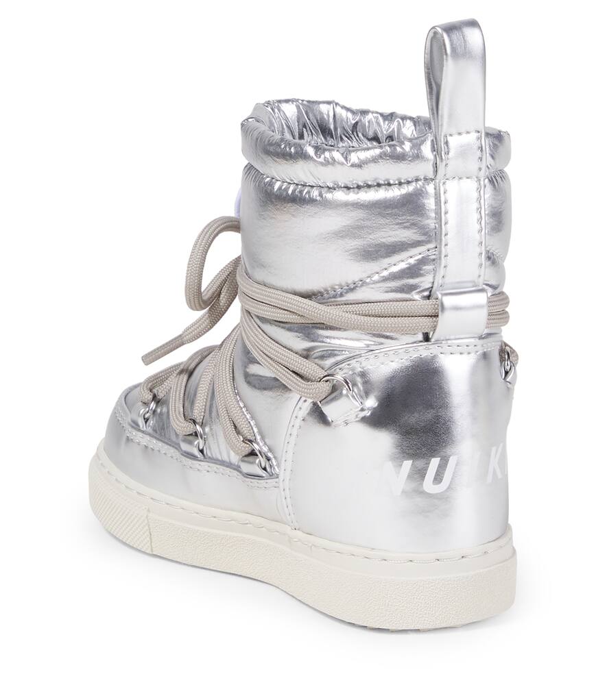 Металлические кожаные зимние ботинки Inuikii Kids, Silver — фото 2