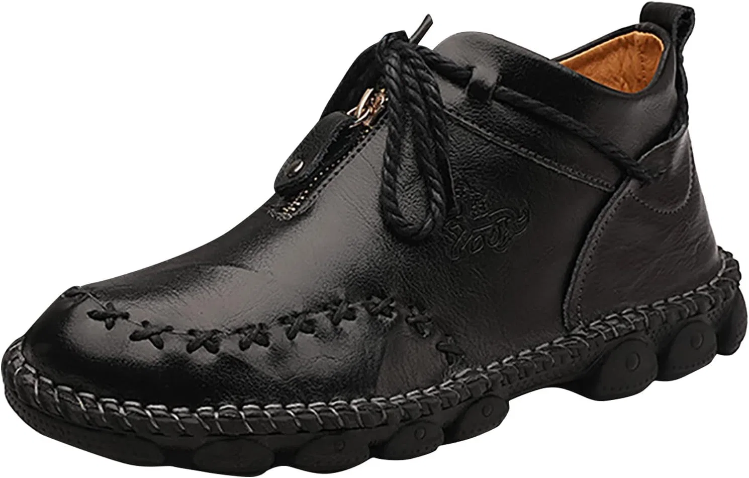 Generic Мужские высокие кожаные кроссовки N Shoes в британском стиле, корейский дизайн, модный дизайн, большой круглый носок, молния, размер 44, красные