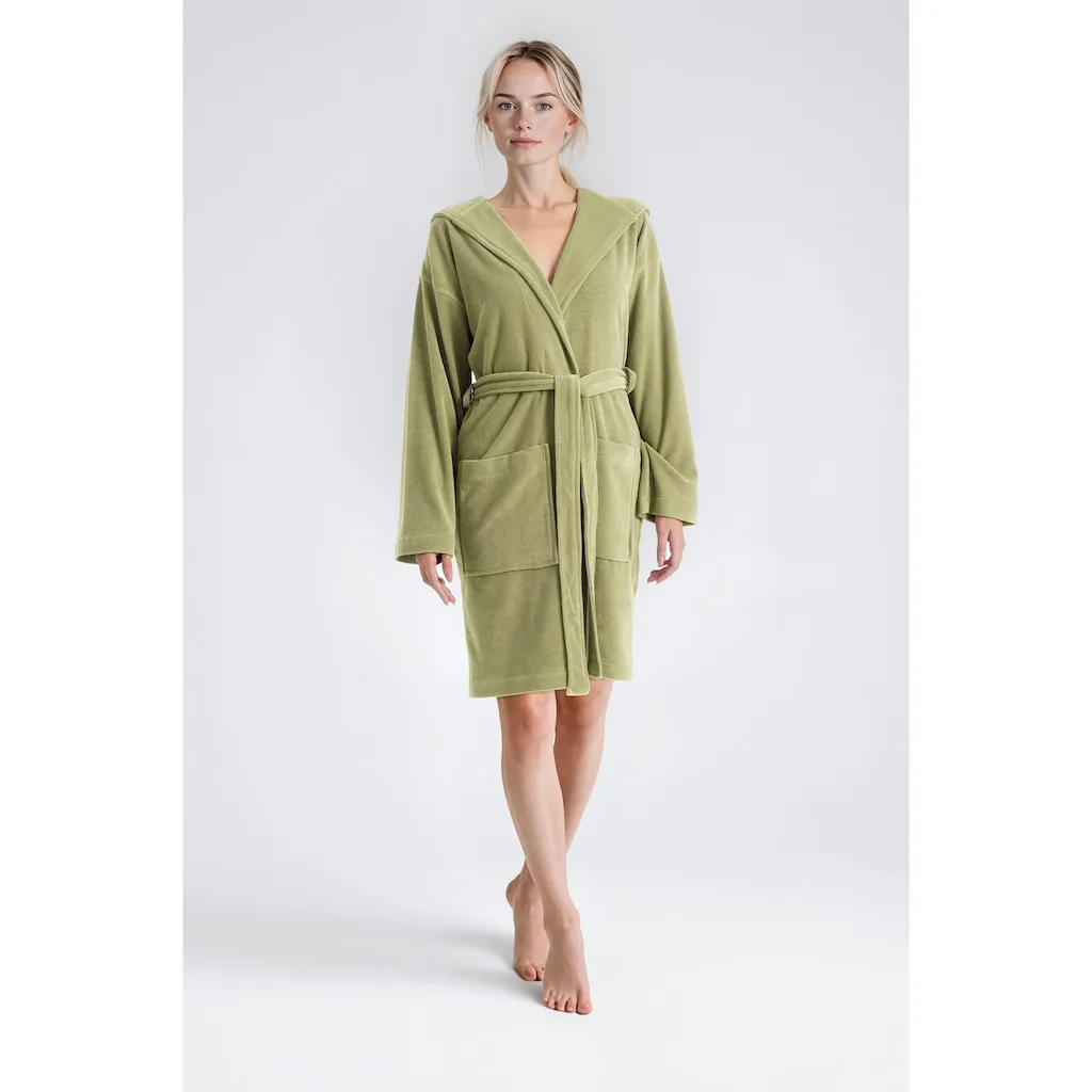 

Мой домашний женский халат Sina, идеально для сауны и СПА, гостиничный халат, утренний халат 1 шт., однотонный халат, короткий, с высоким содержанием хлопка, размеры XS-4XL My Home, зеленый