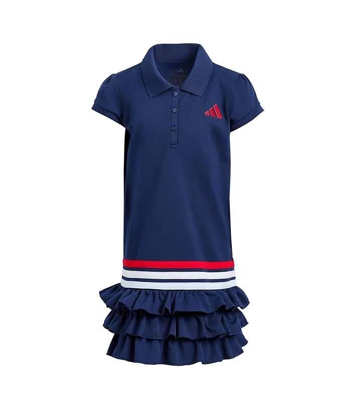 Платье-поло с рюшами из переработанного полиэстера Adidas Kids, Pure Ruby Melange