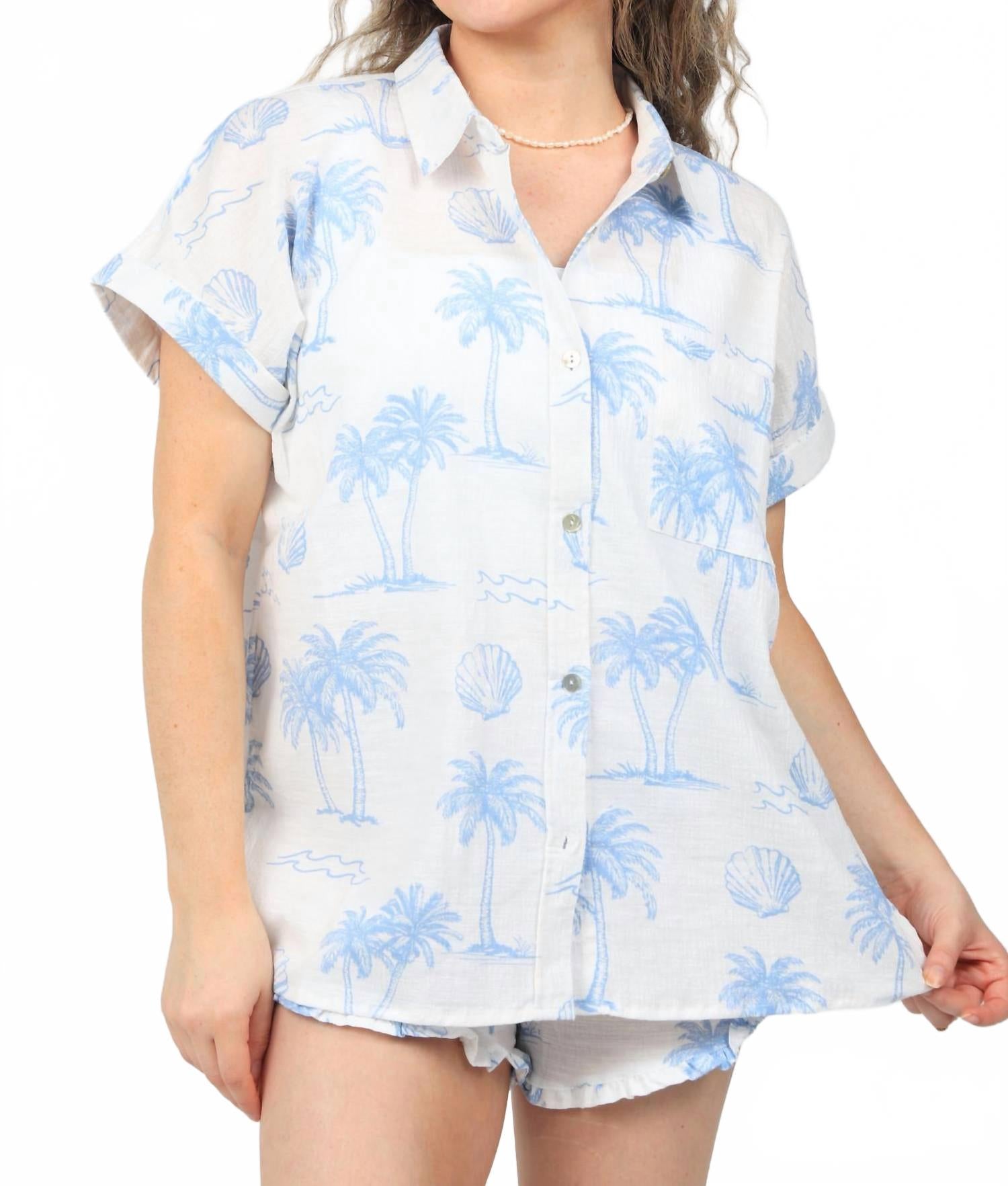 

Ocean drive Рубашка с фактурной поверхностью Kathryn на пуговицах, цвет Islandscape Blue