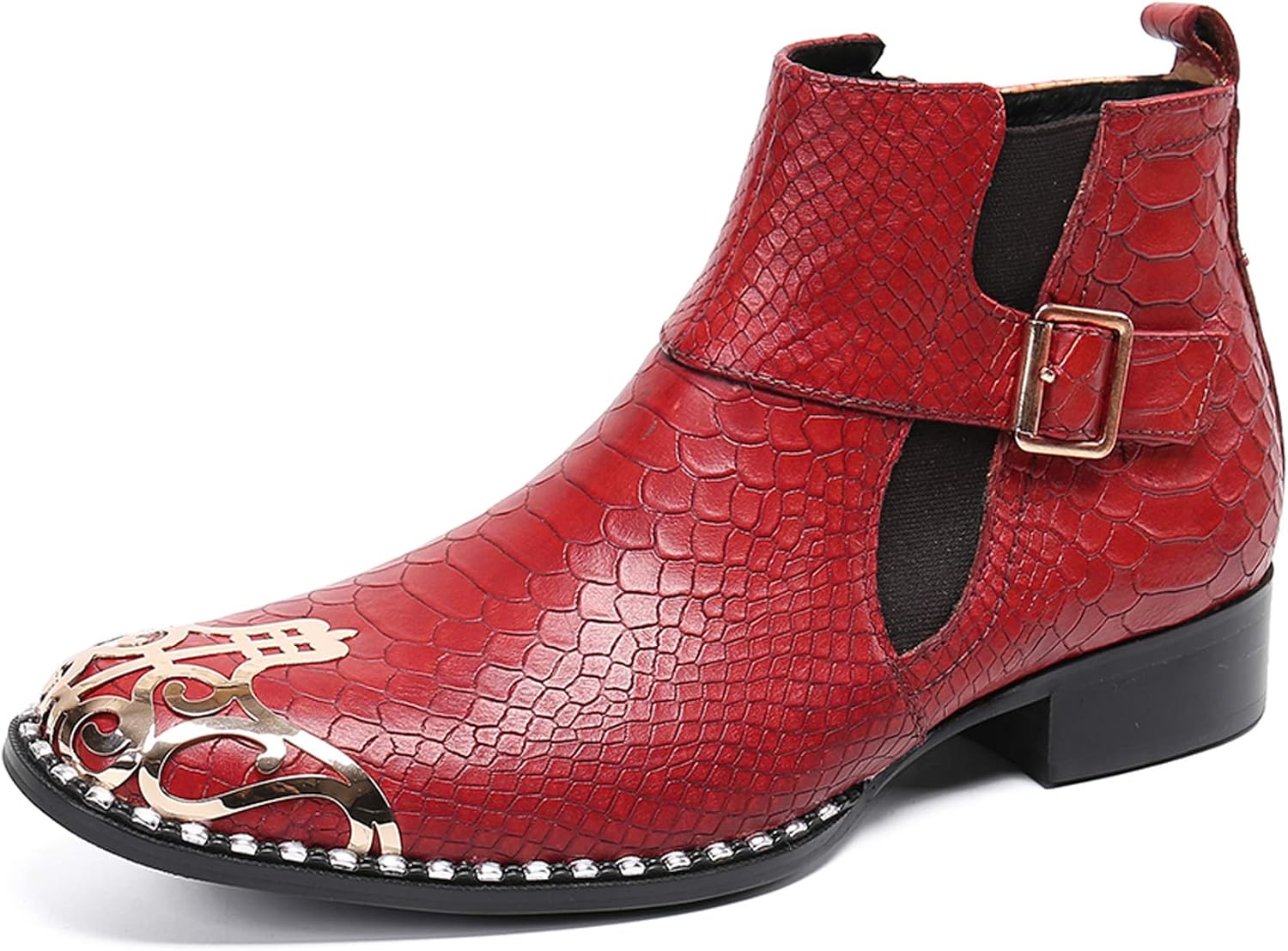 

Мужские сапоги Santimon Mens Western Chelsea из кожи с металлическим носком и молнией, красный