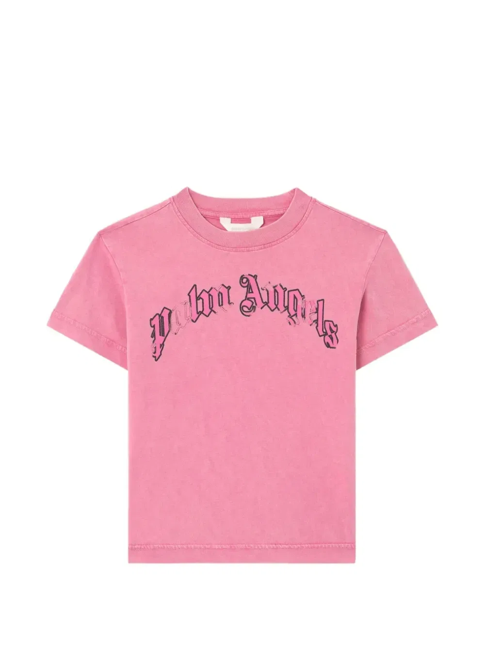 Футболка с логотипом и эффектом потертости Palm Angels Kids, розовый
