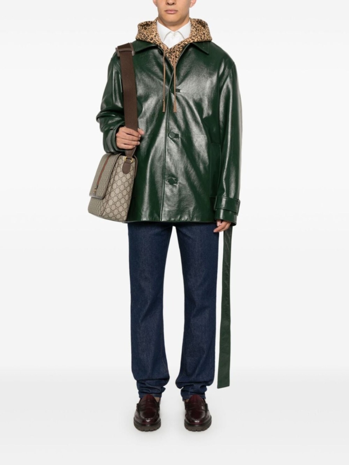 

Gucci кожаное пальто, зеленый