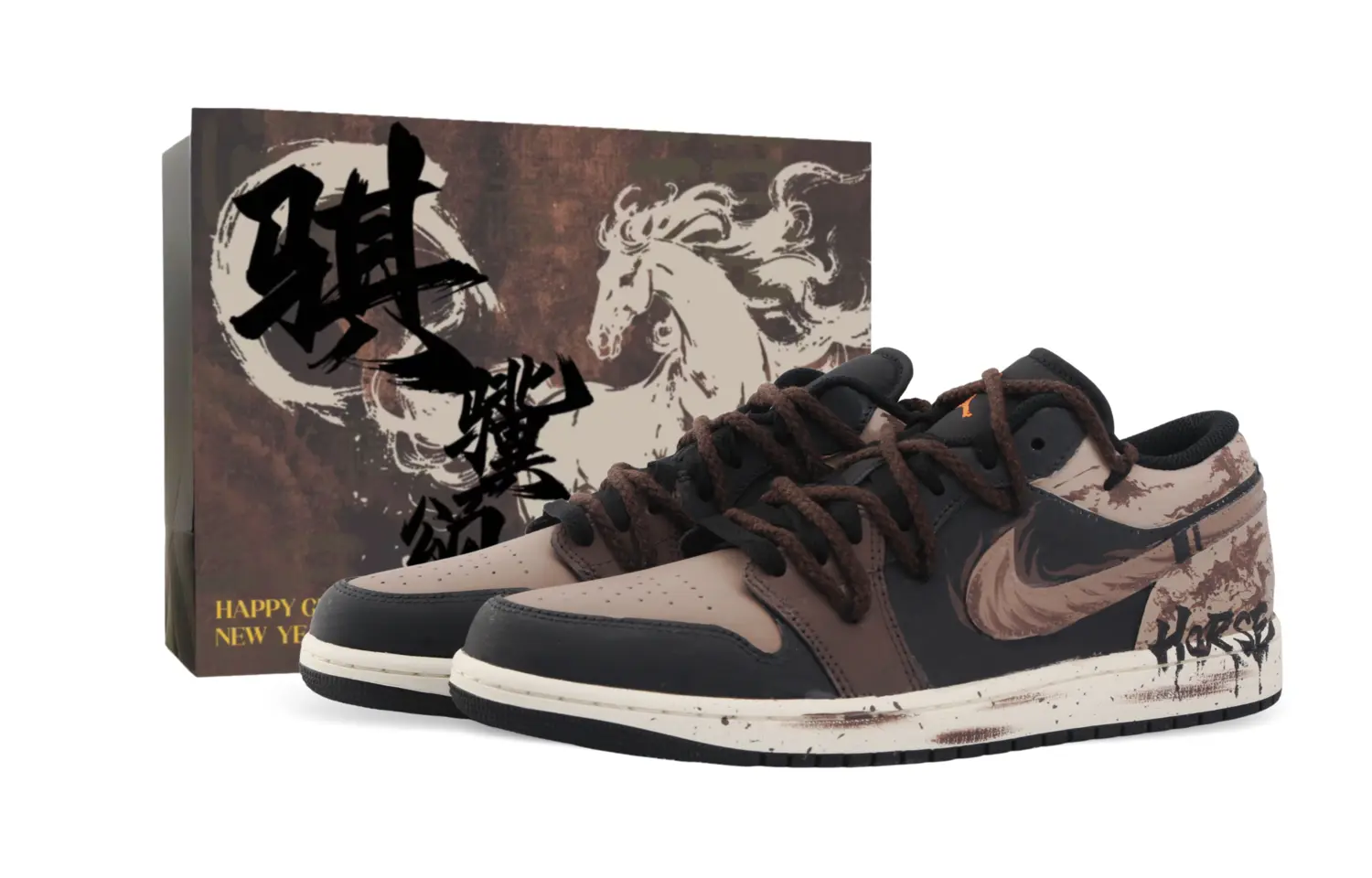 

Jordan Кроссовки Air 1 Drippy Raven Abrasion Resistant Low top Vintage Basketball Shoes Men's Black Brown