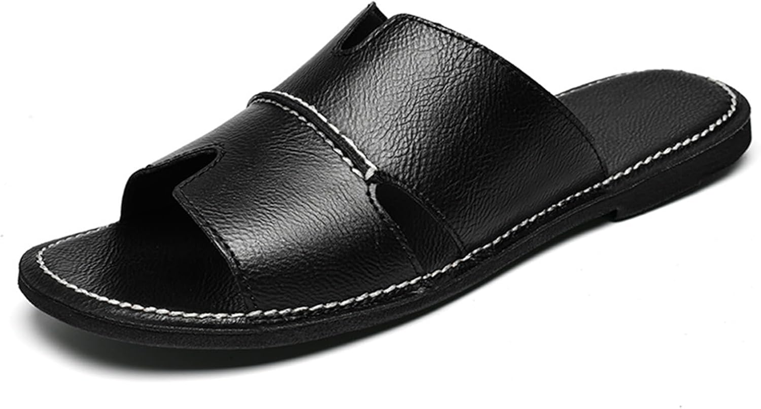 

Мужские кожаные шлепанцы/тапочки Abborora, черный