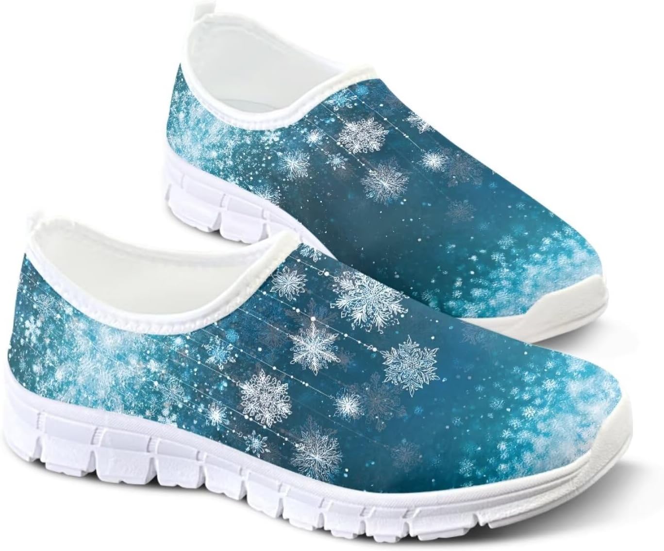 

Легкие женские кроссовки без застежек для ходьбы, унисекс, модные повседневные кеды Fonplted, Snowlflake Print
