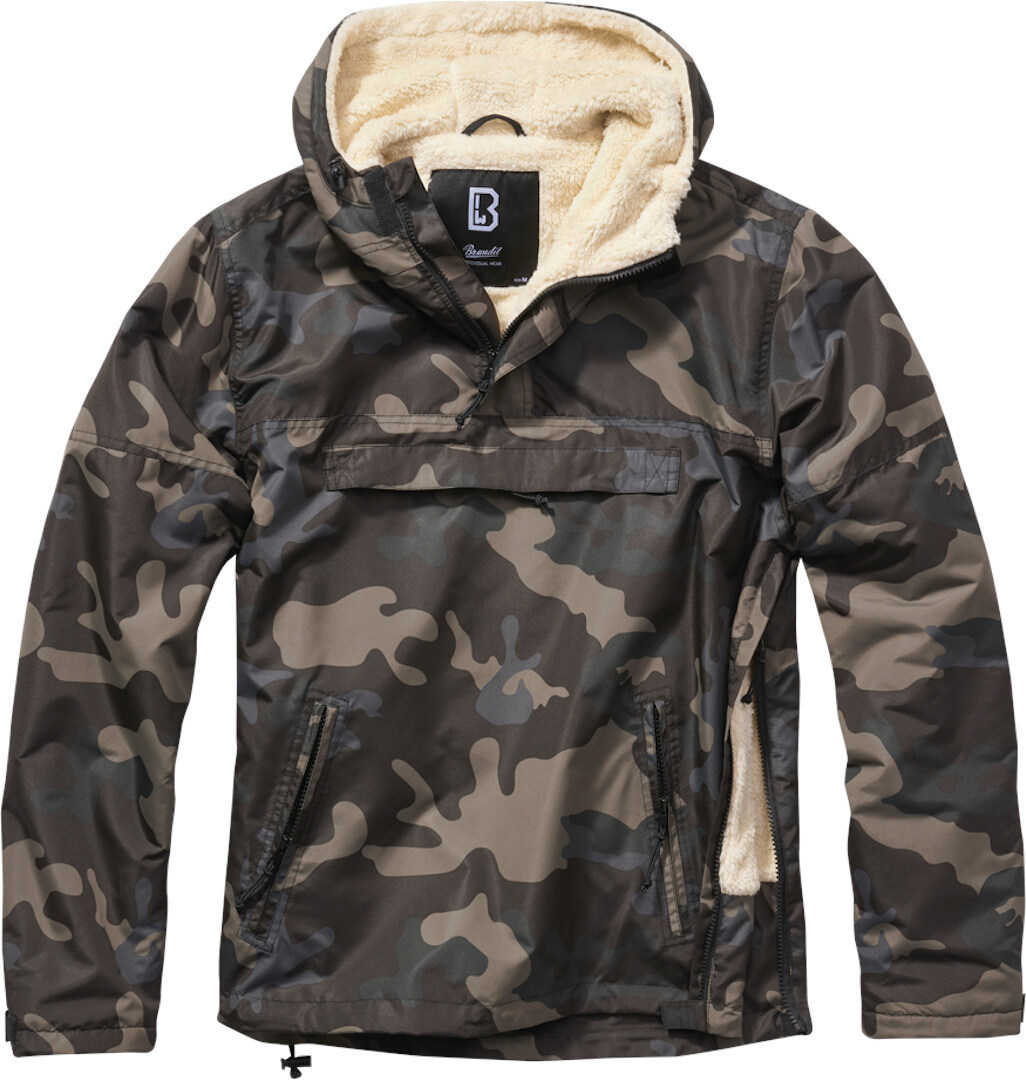 

Куртка Brandit Windbreaker Sherpa Jacket, темный кмуфляж, Серый, Куртка Brandit Windbreaker Sherpa Jacket, темный кмуфляж