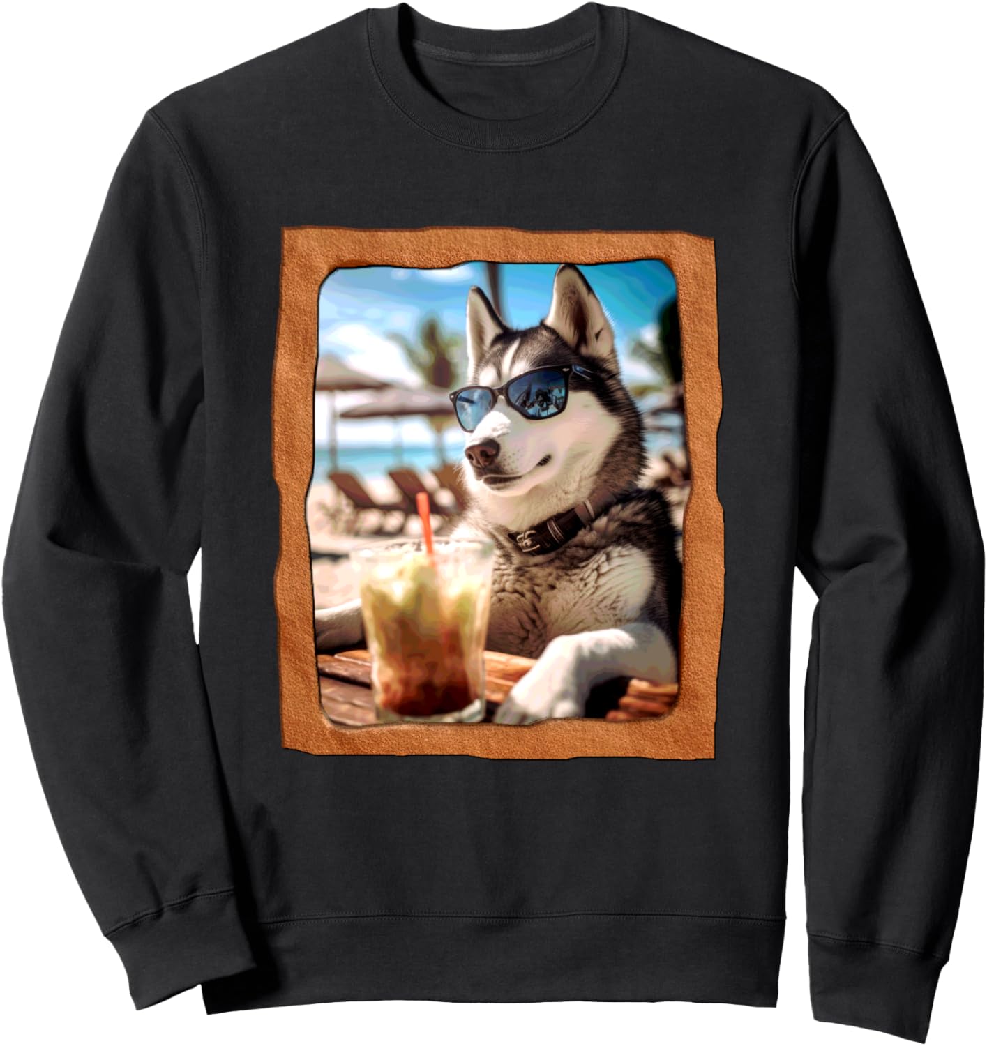 

Толстовка с изображением собаки хаски в стиле «Chill Vibes» и солнцезащитных очков для отдыха на пляже Playful Summer Vibes Pet Relaxation Beach Life, черный