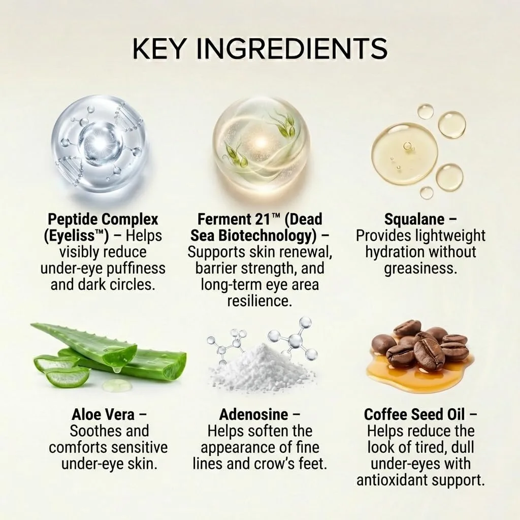 Крем для глаз SEACRET Minerals Bio Skin Glow Eye Concentrate, глубоко увлажняющий крем для глаз, уменьшает видимость морщин и темных кругов, 15 мл., Green — фото 4